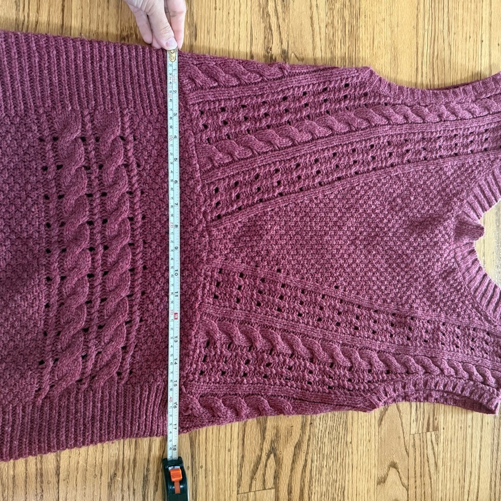 Free People Knit Mini Sweater Dress — Size Small • Cable Knit • Berry Wine - Picture 9 of 9